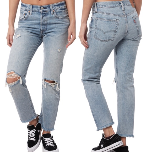 Levi's Denim - NEW Levi’s 501 Distressed Straight Raw Hem Jeans